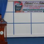 Rektor UINSU Prof Syahrin Harahap saat menghadiri pelantikan LPNU Provinsi Sumut, kemarin.(ist)