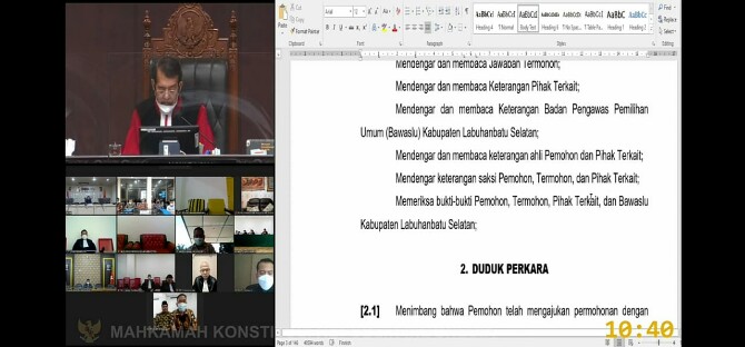 Mahkamah Konstitusi (MK) mengesahkan kemenangan pasangan Edimin-Ahmad Padly Tanjung dalam pemilihan Bupati dan Wakil Bupati Labuhanbatu Selatan (Labusel).