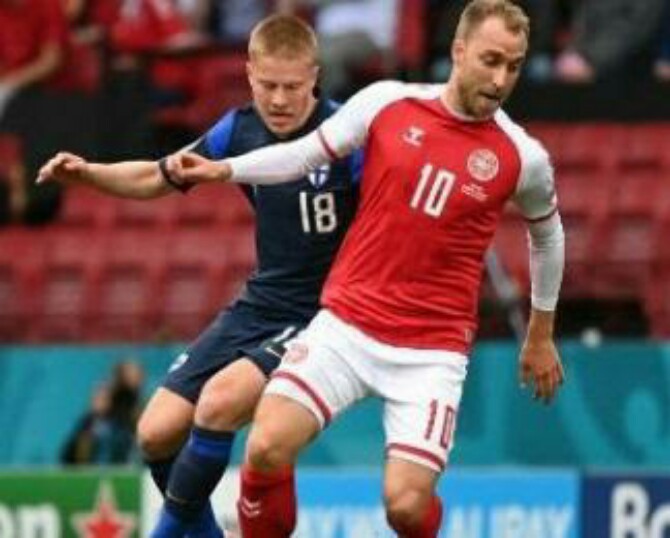 Pertandingan Denmark melawan Finlandia penyisihan Grup B di Stadion Parken , Sabtu (12/6/2021) terpaksa ditangguhkan di menit 42