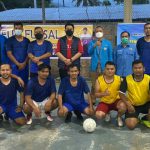 Pengurus DPD KNPI Samosir menghelat Fun Futsal DPD KNPI Sumut bersama Bupati Samosir Vandiko Timotius Gultom di Lapangan Futsal Panguruan, Samosir, Jumat (9/7/2021).