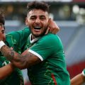 Pemain Meksiko merayakan kemenangan atas Perancis 4-1 di Olimpiade Tokyo 2020.