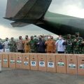 Sebanyak 100 tabung oksigen konsentrator tiba di Pangkalan Udara (Lanud) Soewondo, Selasa (10/8/2021) sekitar pukul 15.50 WIB.