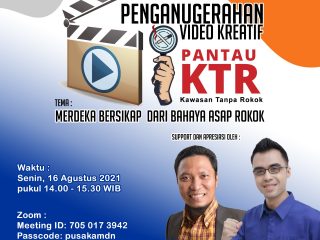 Yayasan Pusaka Indonesia menggelar lomba video kreatif yang mengajak masyarakat untuk ikut melakukan pemantauan Kawasan Tanpa Rokok (KTR) melalui Aplikasi Pantau KTR.