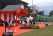 Walikota Medan Muhammad Bobby Afif Nasution menjadi inspektur upacara dalam HUT ke-76 RI yang digelar di Stadion Teladan Medan, Selasa (17/8/2021)