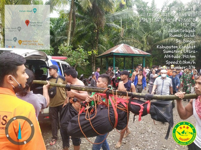 Tim SAR gabungan akhirnya berhasil menemukan jasad mahasiswi Universitas Islam Negeri (UIN) Sumatera Utara (Sumut) asal Asahan, Khairunnisa Alhady Hasibuan yang terseret arus Sungai Sei Berte Langkat, Minggu (12/9/2021).