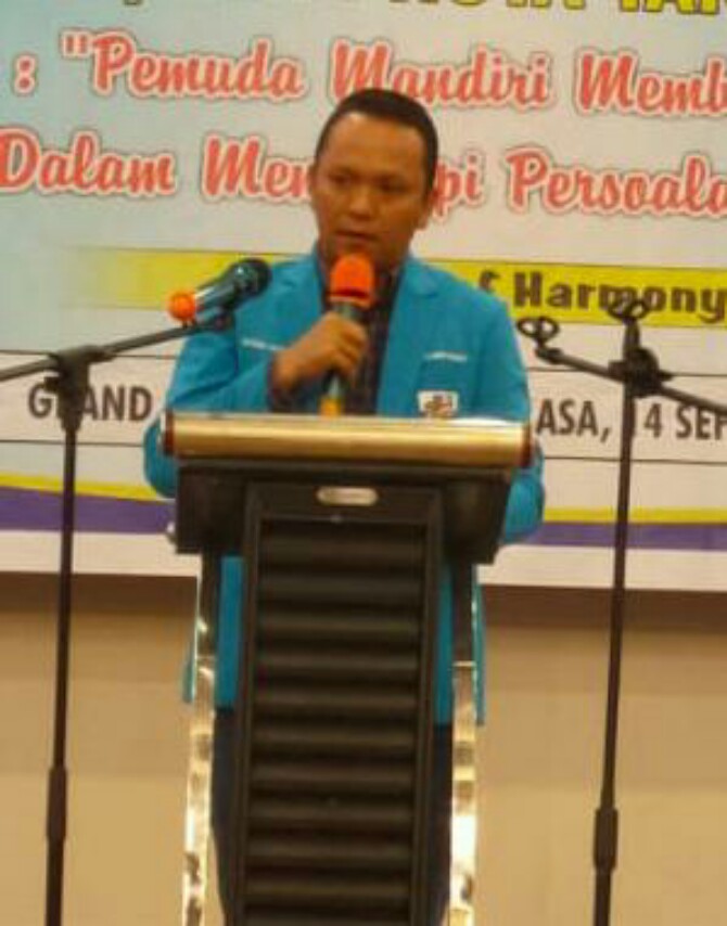Ketua KNPI Sumut, Samsir Pohan membuka Musda Ke-XV DPD KNPI Tanjung Balai di Grand Singgie Hotel, Selasa (14/9/2021).