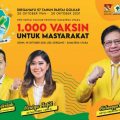 Ketua Komisi I DPR dari Fraksi Golkar bekerjasama dengan DPD Golkar Provinsi Sumut dan Yellow Clinic menggelar vaksinasi massal di Kantor DPD Golkar Deli Serdang, Jalan Karya Jasa, Deli Serdang, Senin (18/10/2021).