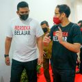 Walikota Medan, Bobby Nasution bersama Nadiem Makarim meninjau pembelajaran PTM di Medan