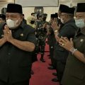 Bupati Langkat, Terbit Rencana PA menyampaikan nota R-APBD 2022 melalui sidang paripurna DPRD Langkat, Kamis (11/11/2021).