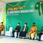 Ketua PD Al Washliyah Medan Abdul Hafiz Harahap, memberikan sambutan dalam apel peringatan HUT ke 91 Al Washliyah di Medan, 30 November 2021.(ist)
