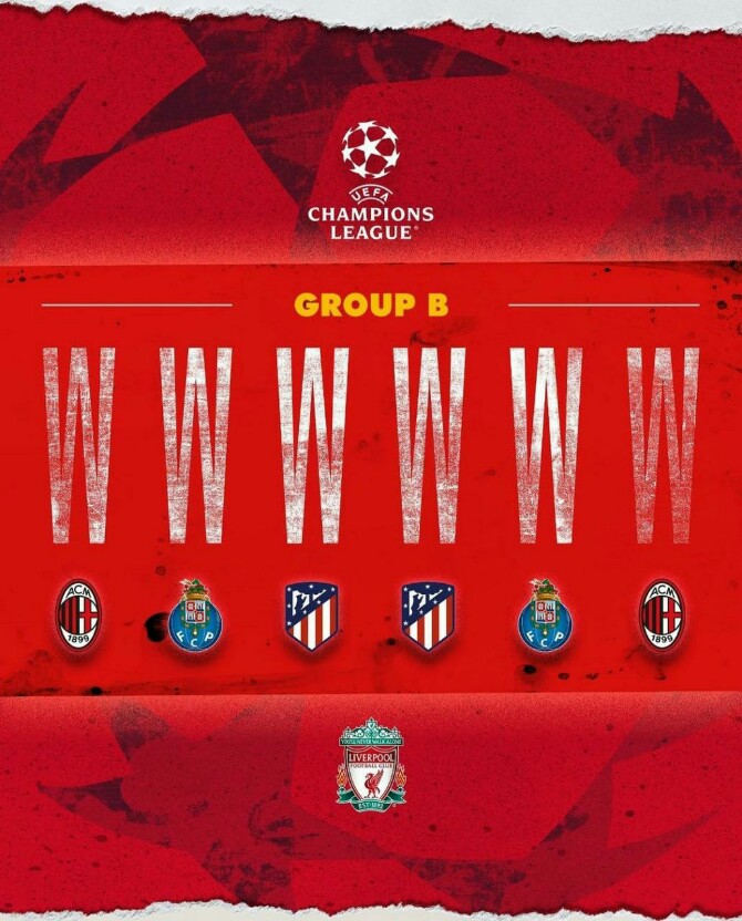 Liverpool menjadi tim Inggris pertama yang mampu sapu bersih laga di fase grup Liga Champions. Juergen Klopp sangat bangga dengan The Reds.
