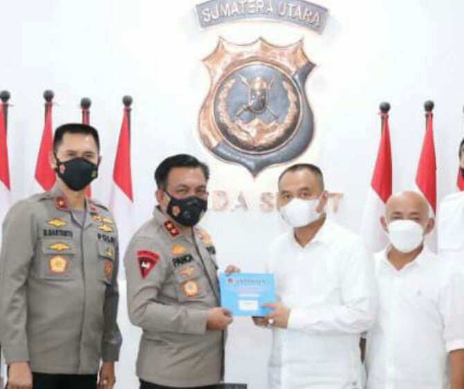 Ketua PWI Sumut Farianda Putra Sinik dan jajaran pengurus menemui Kapolda Sumut, Irjen Pol RZ Panca Putra Simanjuntak, Selasa (14/12/2021).