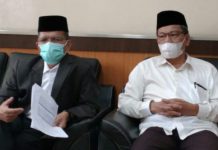 Rektor UIN Sumut Prof Dr Syahrin Harahap (kiri) dan Wakil Rektor I UIN Sumut Prof Dr Hasan Asari (kanan)