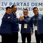 Plt Ketua PD Sumut Herri Zulkarnain (kiri) berfoto bersama Calon Ketua DPD Partai Demokrat Sumut. Dari kanan ke kiri: M Lokot Nasution, Tondi Roni Tua dan Armyn Simatupang.(ist)