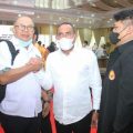 Ketum Pengprov FAJI Sumut Soekirman bersama Gubsu Edy Rahmayadi usai rakor cabor di Gubernuran, Jumat (21/1/2022).