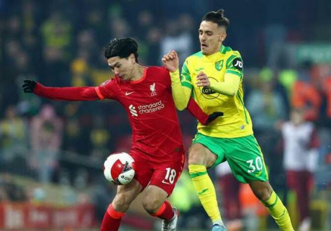 Liverpool meraih kemenangan 2-1 atas tamunya Norwich City pada laga babak 5 PIala FA di Stadion Anfield, Kamis dini hari ( 3/3/2022).