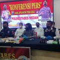 Kompol Rafles Marpaung memaparkan hasil ungkapan Operasi Antik 2022 di Polrestabes Medan.foto:ist