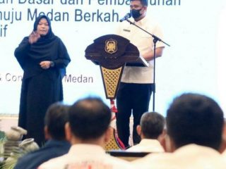 Walikota Medan, Bobby Nasution saat memberikan sambutan di Musrenbang, Rabu (23/3/2022)