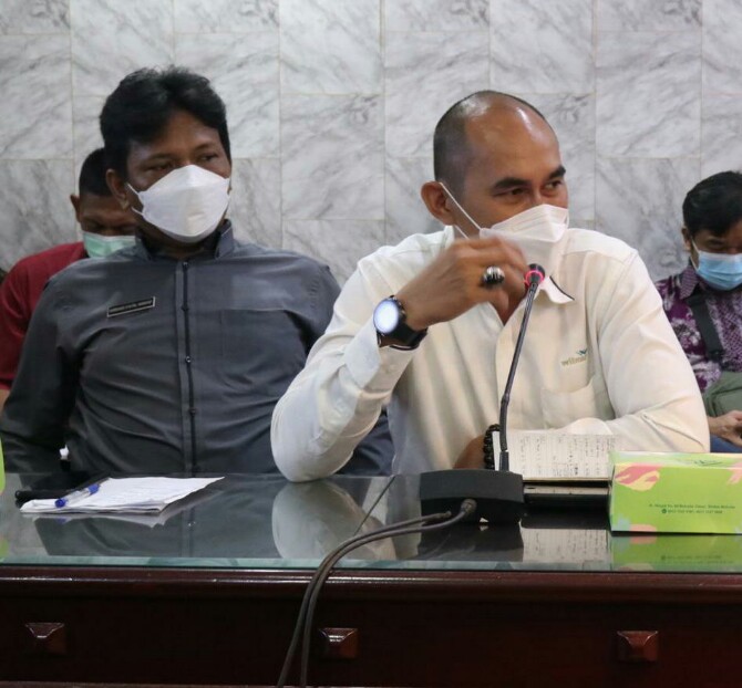 Para peserta rapat koordinasi Satgas Ketahanan Pangan di Kantor Walikota Medan, Selasa (29/3/2022)