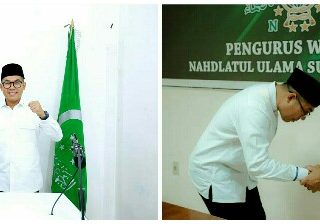 Ketua DPD Partai Demokrat Sumut, Lokot Nasution bersama Ketua PW Al Washliyah Sumut Dr Dedi Iskandar Batubara (kiri) dan Ketua PW NU Sumut KH Syahrial Tambunan (kanan)