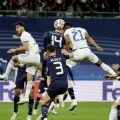 Rodrygo saat mencetak gol keduanya ke gawang Ederson. Madrid unggul 3-1 atas Man City