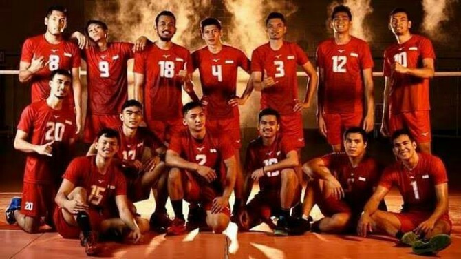 Para pemain bola volly Putera Timnas Indonesia Sea Games 2021