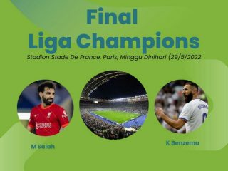 Adu ketajaman antara Kareem Benzema dan Mohammed Salah bakal tersaji di Stadion Stade de France, Saint-Denis, Paris, Perancis tempat digelarnya final Liga Champions 2021 -2022, Minggu dini hari (29/5/2022).