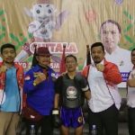 Gabriel Simanjuntak (tiga dari kanan) berfoto bersama official kontingen Sumut usai menyabet medali emas Inorga ASTA di Fornas VI, Palembang, Kamis (7/7/2022)
