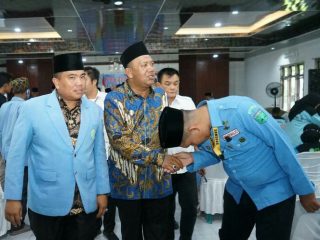 Plt Bupati Langkat, Syah Afandin saat menghadiri pelatihan bela negara Brigade Masjid BKPRMI Langkat