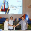 Direktur Keuangan dan Teknologi Informasi Bank Sumut Arieta Aryanti pada public expose kinerja keuangan Bank Sumut Semester I yang digelar Selasa (26/7/2022) di Ballroom Gedung Kantor Pusat Bank Sumut, Jl Imam Bonjol Medan.