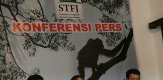 Konferensi pers memperingati Hari Orangutan Internasional di Kafe Rumah Kita Jalan STM, Medan, Jumat (12/8/2022).