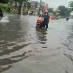 Salah satu kawasan Kota Medan yang teredam banjir, Kamis (18/8/2022)