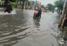 Salah satu kawasan Kota Medan yang teredam banjir, Kamis (18/8/2022)