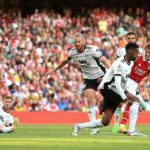 Aksi pemain Arsenal,Odegaard saat menjebol gawang Fulham