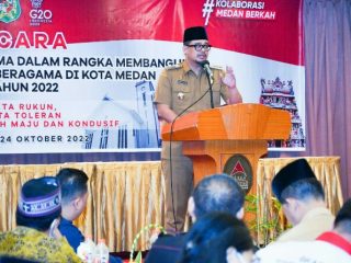 Walikota Medan, Bobby Nasution mengajak seluruh tokoh dan organisasi agama yang ada di Kota Medan berkolaborasi dengan senantiasa menjaga kerukunan antar umat beragama