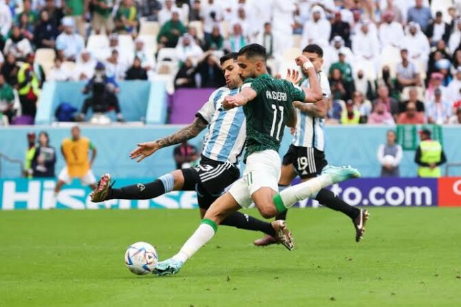 Timnas Arab Saudi sengaja mengejutkan berhasil mengalahkan Timnas Argentina 2-1 dalam laga penyisihan Grup C Piala Dunia 2022 di Stadion Lusail, Selasa (22/11/2022).