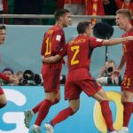 Pemain Spanyol saat merayakan kemenangannya melawan Kosta Rika di Piala Dunia 2022
