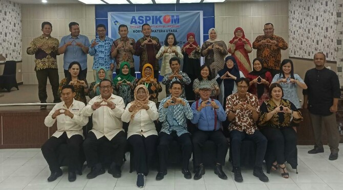 Pengurus Asosiasi Perguruan Tinggi Ilmu Komunikasi (Aspikom) Koordinator Wilayah Sumatera Utara Periode 2022-2025 resmi dilantik, Kamis (12/1/2023).