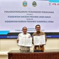 BANK DAERAH - Gubernur Sumut Edy Rahmayadi menerima kunjungan kerja Gubernur Jabar Ridwan Kamil di Rumah Dinas Gubernur Sumut, Jalan Sudirman Medan, Selasa (31/1/2023). Juga dilakukan penandatanganan kerja sama peningkatan kualitas bank daerah. (kaldera/diskominfo).