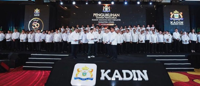 Sebagian pengurus Kadin Sumut yang dilantik baru-baru ini dan diakui pemerintah melalui Keppres 18/2022.