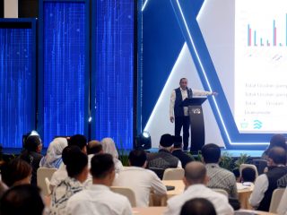 Gubsu Edy Rahmayadi saat memberi sambutan dalam pembukaan Musrenbang dan RKPD 2024, 12 April 2023.(kaldera/HO)