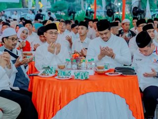 Walikota Medan, Bobby Nasution menghadiri buka puasa bersama di Kantor DPD Gerindra Sumut, Jalan Jendral Sudirman Medan, Sabtu (8/4/2023).