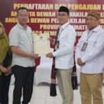 Partai Gerindra Sumatera Utara mendaftarkan bacaleg mereka untuk DPRD Sumut, Sabtu (13/5/2023).