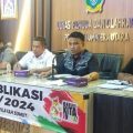 Wakil Sekum Pengprov Pabersi Sumut, Nicky Kardova (kiri) saat konferensi pers persiapan Cabor Angkat Berat di PON 2024.(kaldera/HO)