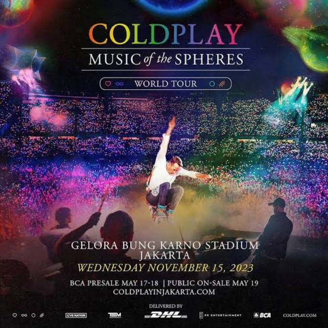 Daftar harga tiket dan lanskap tempat duduk konser Coldplay Music of The Shperes World Tour Jakarta resmi dirilis. Dilansir dari akun Instagram PK Entertainment @pkentertainment.id, Kamis (11/5/2023), harga tiket konser Coldplay dibanderol mulai harga Rp 800.000 sampai Rp 11 juta.
