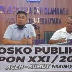 Ketua Binpres ISSI Sumut Khairul Azmi (dua dari kiri) memberikan keterangan persiapan menghadapi PON 2024 pada wartawan, kemarin.(kaldera/HO)