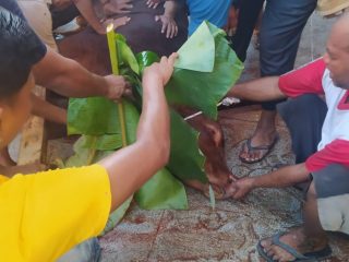 Penyembelih sedang menyembelih hewan kurban sumbangan Gubsu Edy Rahmayadi di Masjid Al Mukhlisin, Jalab Coklat 11 Ujung, Perumnas Simalingkar, Medan, Kamis (29/6/2023). Foto:reza/kaldera.id