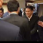 Tampak dalam foto Ketua Kadin Sumut Firsal Ferial Mutyara bersalaman dengan Presiden Jokowi (membelakangi kamera) dalam pertemuan bersama para CEO perusahaan terkemuka di Australia, kemarin.