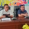 Ketua SIWO PWI Sumut, Jhony R bersama Pengurus KONI Sumut, Agung