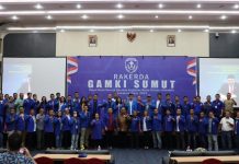 Presiden Joko Widodo menghadiri pengukuhan kepengurusan dewan pimpinan pusat (DPP) dan peresmian pembukaan rapat kerja nasional (rakernas) Gerakan Angkatan Muda Kristen Indonesia (GAMKI) Tahun 2023.